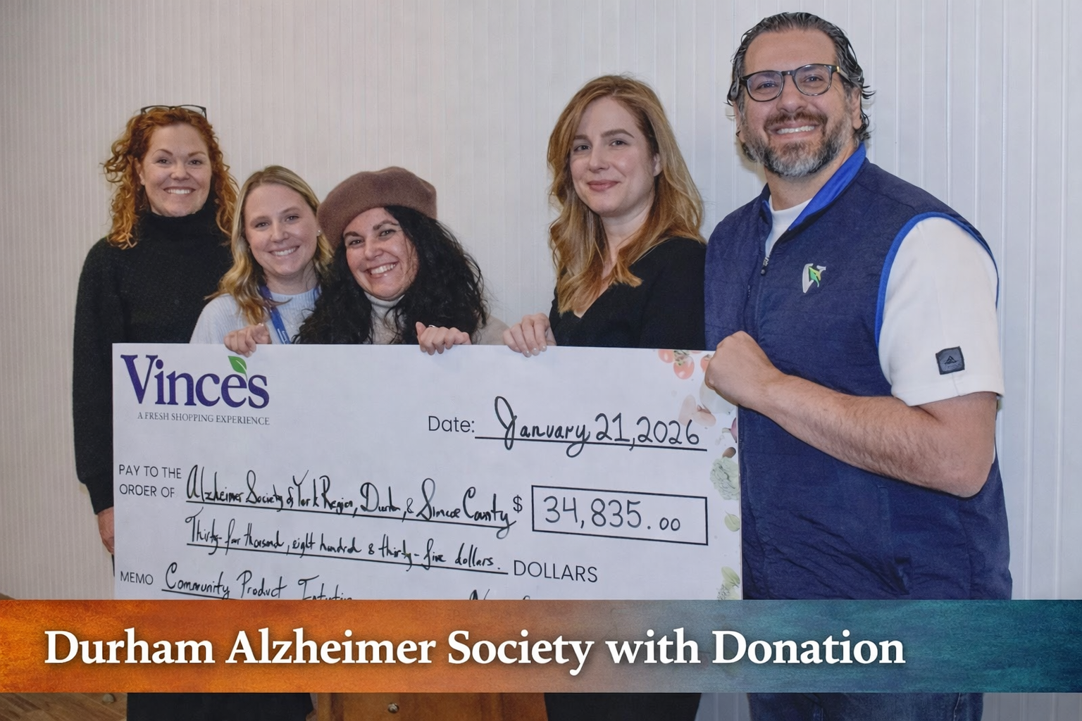 Durham Alzheimer Society donation