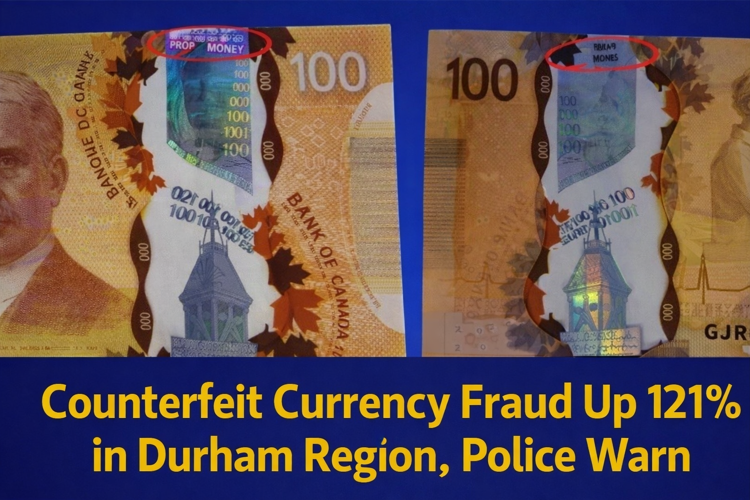 counterfeit currency fraud up 121% in durham region, police warn