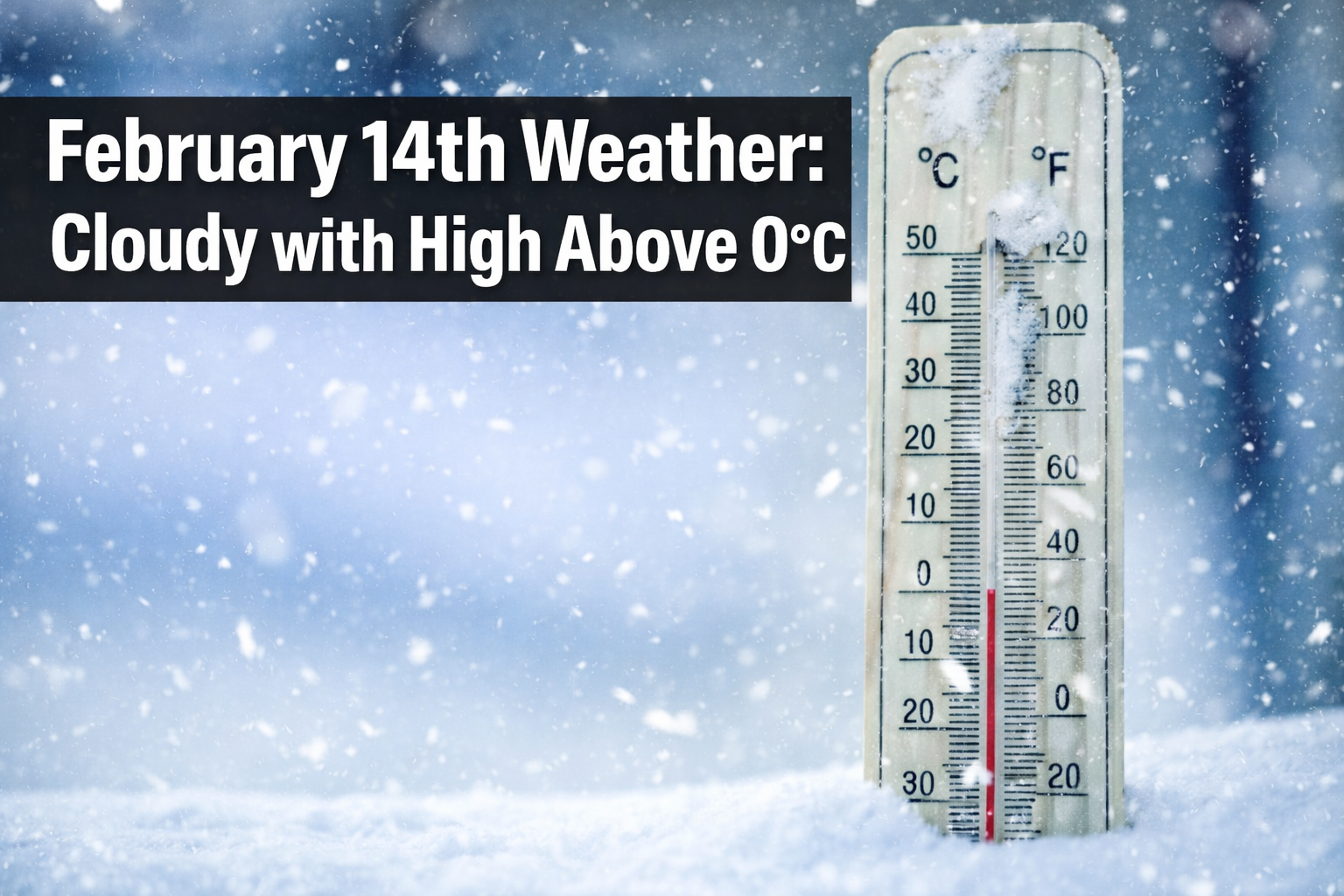 february14th weather cloudy with high above 0°c