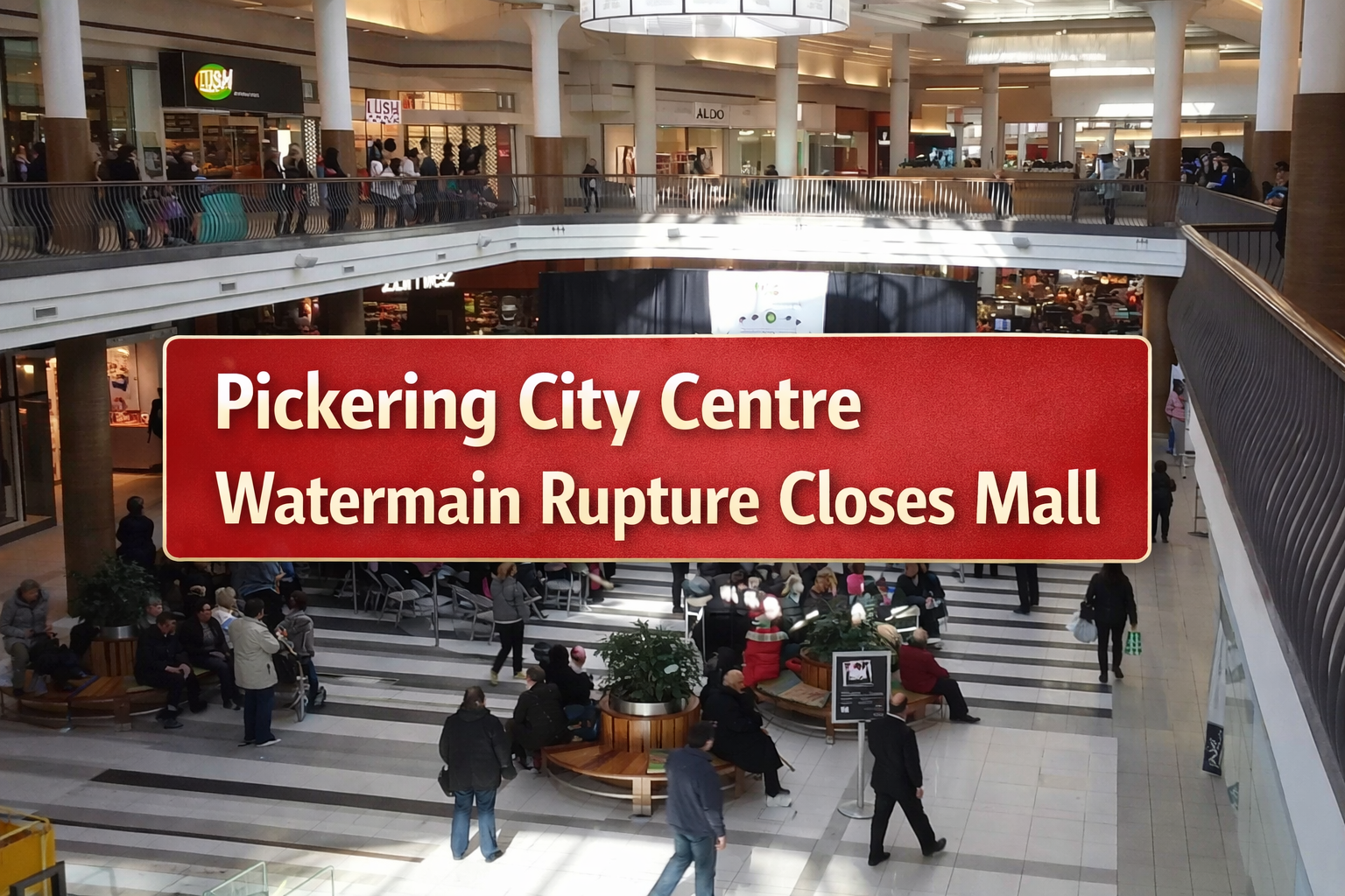 pickering city centre watermain rupture close mall