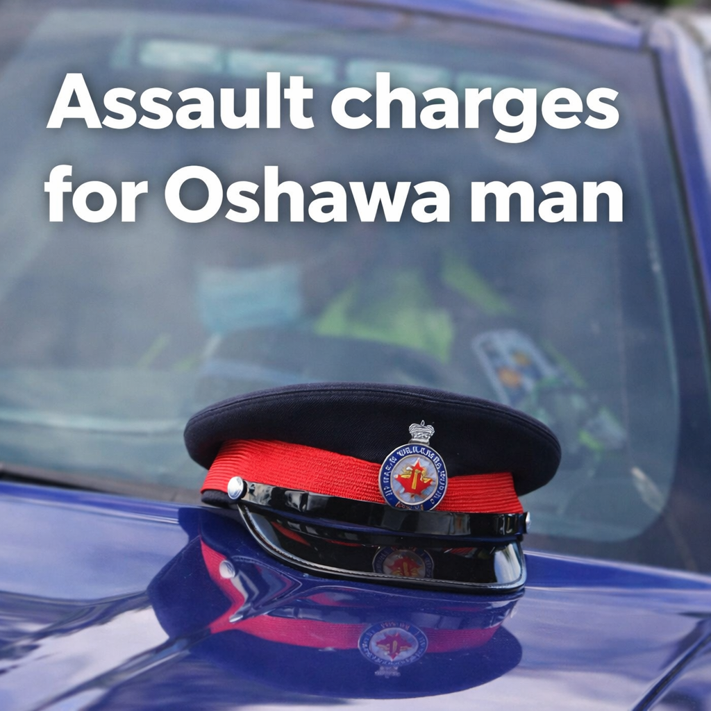 Durham Regional Police cap resting on a police vehicle in Oshawa