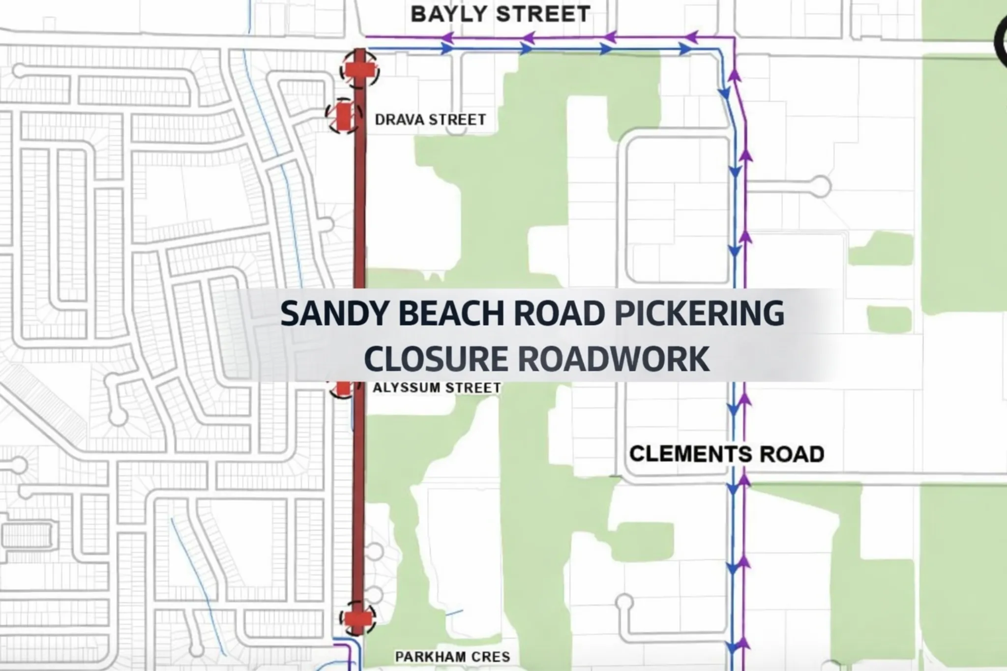 sandy beach road pickering closure roadwork
