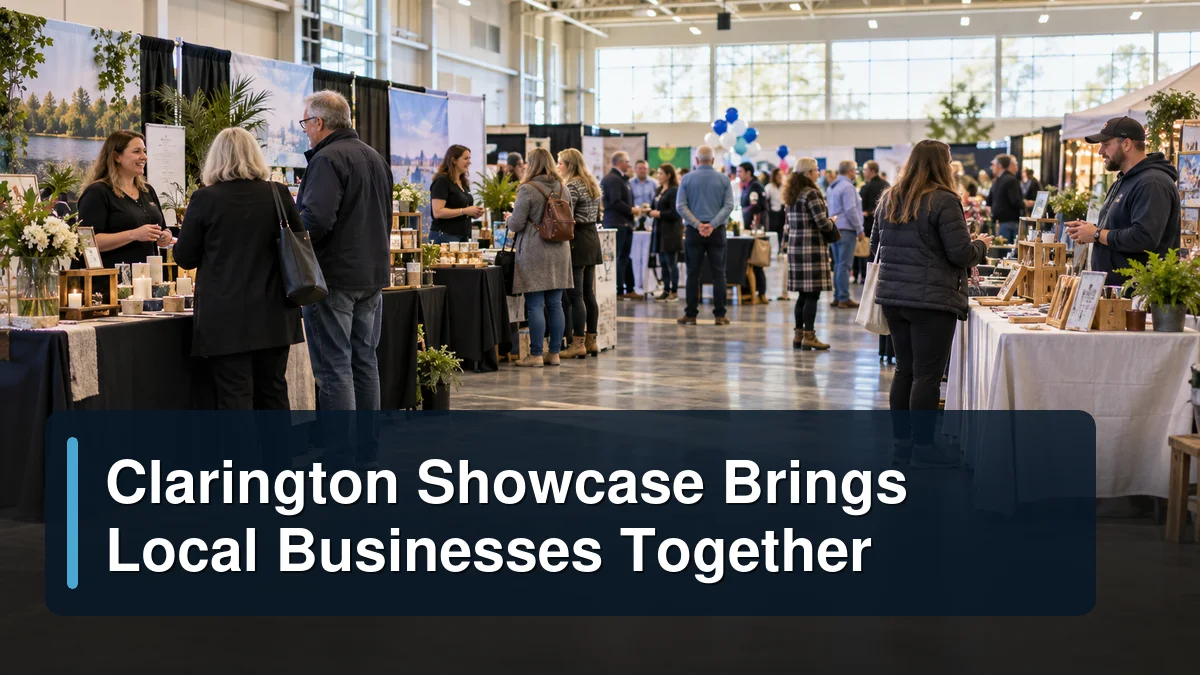 Community business exhibition with the headline Clarington Showcase Brings Local Businesses Together