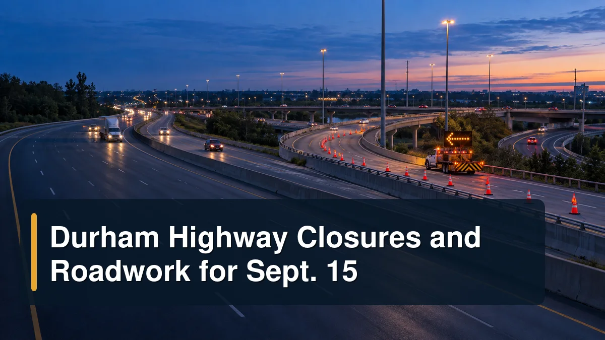 Durham highway interchange roadwork with the headline Durham Highway Closures and Roadwork for Sept. 15