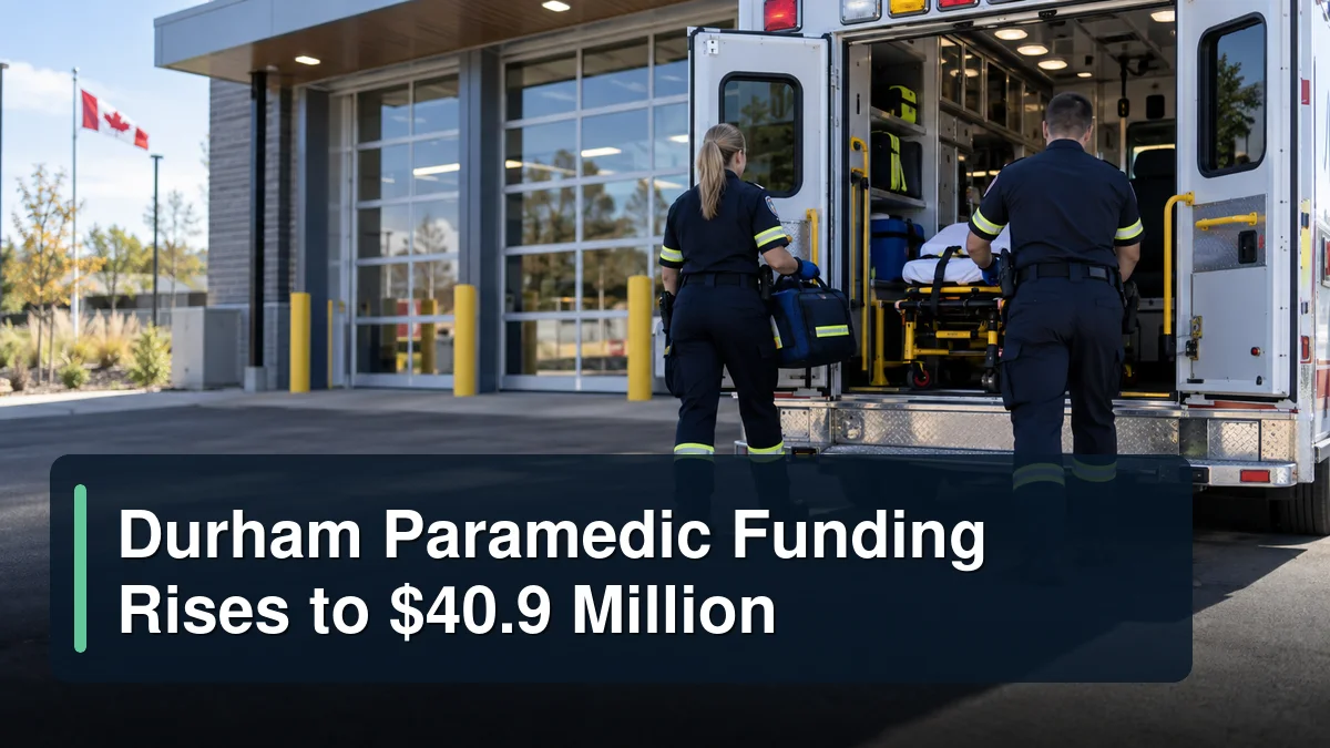 Paramedics preparing an ambulance with the headline Durham Paramedic Funding Rises to $40.9 Million