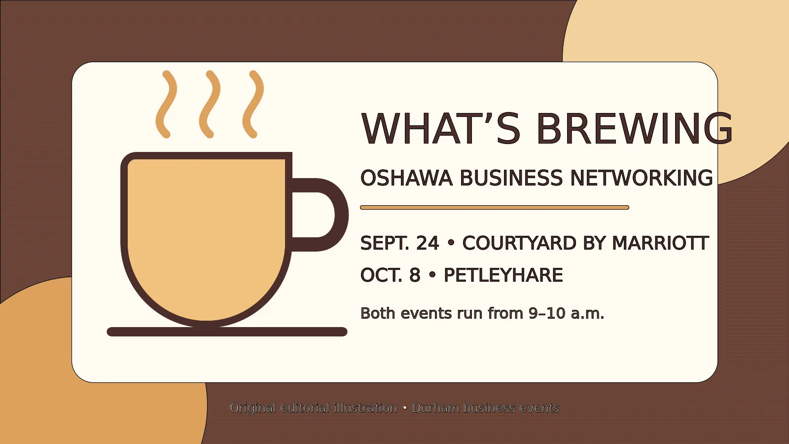 Illustration of a coffee cup for Oshawa business networking events
