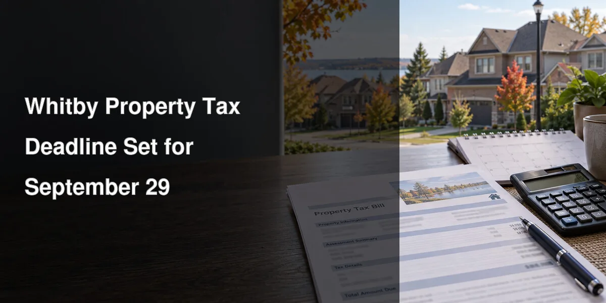Property tax bill and Whitby homes illustrating the September payment deadline