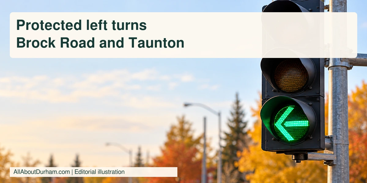 Editorial illustration: a generic signal with a green left arrow, not the actual Pickering installation.